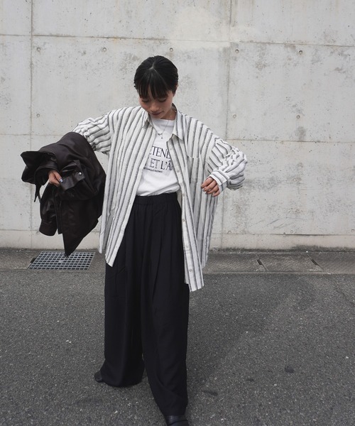 gossara（ゴサラ）の「【トレンドライクな1枚】ストライプBIGシャツ（シャツ/ブラウス・レディース・ベージュ/オフホワイト・FREE）」の10枚目の写真