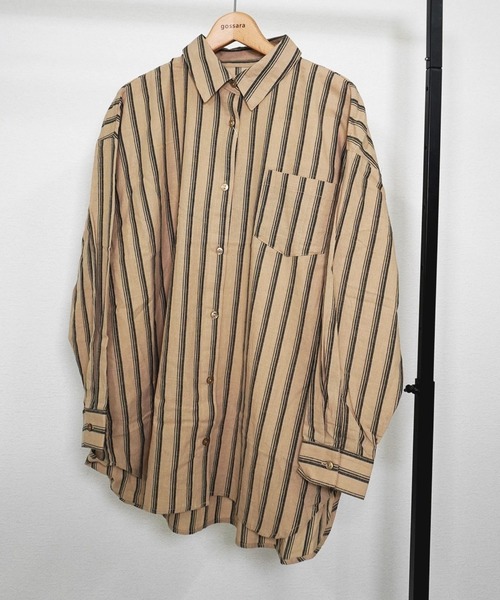 gossara（ゴサラ）の「【トレンドライクな1枚】ストライプBIGシャツ（シャツ/ブラウス・レディース・ベージュ/オフホワイト・FREE）」の16枚目の写真