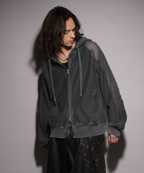 メッシュフードパーカー(HARE) HARE パーカー OVERメッシュZIPパーカー(HARE) メンズ