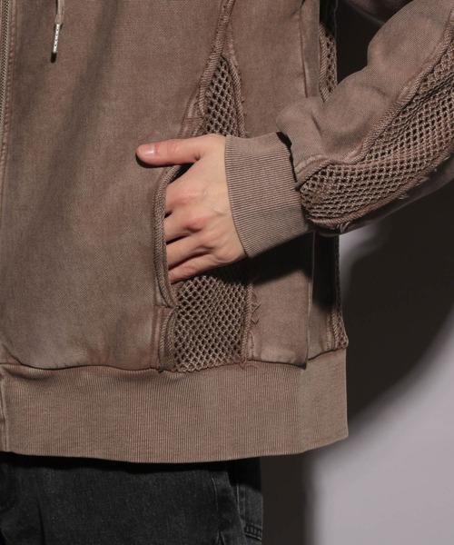 HARE（ハレ）の「【UNDERGROUND MODE】メッシュキリカエZIPパーカー(HARE)（パーカー・メンズ・ブラウン/ブラック・FREE）」の13枚目の写真