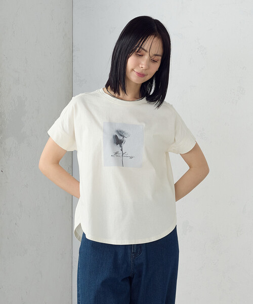 COMME CA ISM(コムサイズム)の「フォトプリントTシャツ(Tシャツ/カットソー・レディース・アイボリー/オリーブ/ブラウン/チャコール・SMALL/MEDIUM/LARGE)」の12枚目の写真