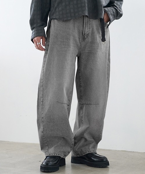 MinoriTY select】バレルレッグイージーワイドデニムパンツ メンズ