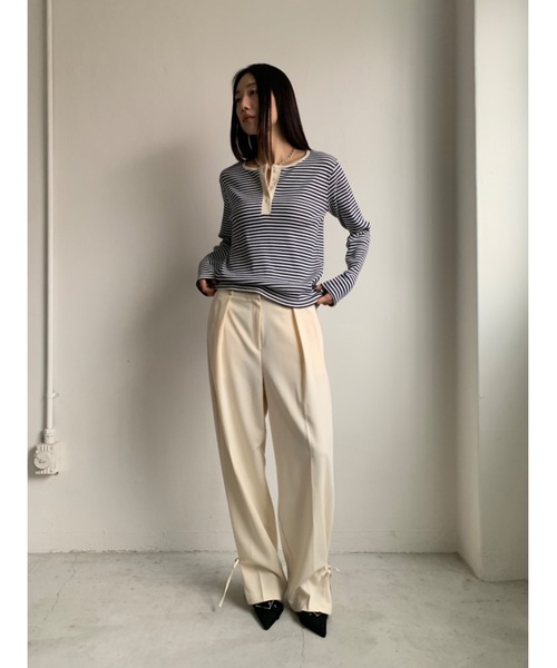 Didot.showroom（ディドット ショールーム）の「スクイーズリボントラウザーズ（その他パンツ・レディース・ネイビー/アイボリー・S/M）」の13枚目の写真
