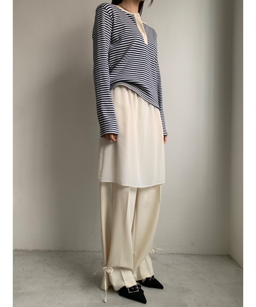 Didot.showroom（ディドット ショールーム）の「スクイーズリボントラウザーズ（その他パンツ・レディース・ネイビー/アイボリー・S/M）」の8枚目の写真