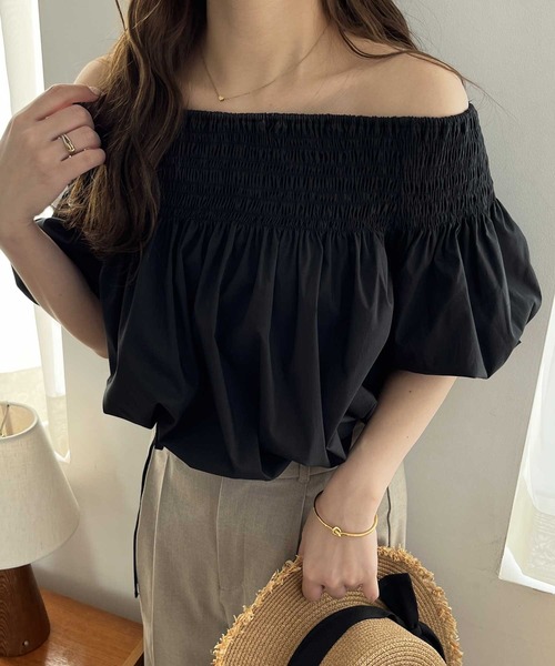 nelliy.（ネルリー）の「オフショルドロストシャーリングシャツブラウス（シャツ/ブラウス・レディース・オフホワイト/ブラック・LARGE/MEDIUM）」の18枚目の写真