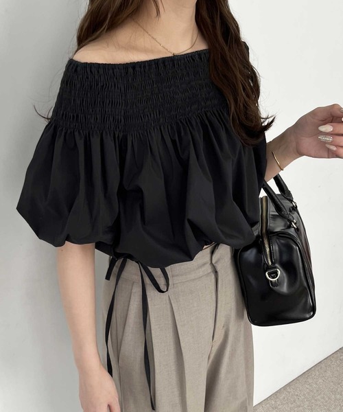 nelliy.（ネルリー）の「オフショルドロストシャーリングシャツブラウス（シャツ/ブラウス・レディース・オフホワイト/ブラック・LARGE/MEDIUM）」の19枚目の写真