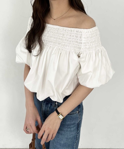 nelliy.（ネルリー）の「オフショルドロストシャーリングシャツブラウス（シャツ/ブラウス・レディース・オフホワイト/ブラック・LARGE/MEDIUM）」の8枚目の写真