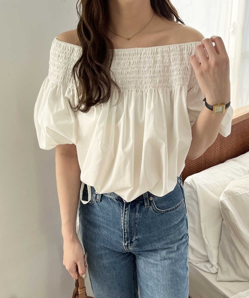 nelliy.（ネルリー）の「オフショルドロストシャーリングシャツブラウス（シャツ/ブラウス・レディース・オフホワイト/ブラック・LARGE/MEDIUM）」の10枚目の写真