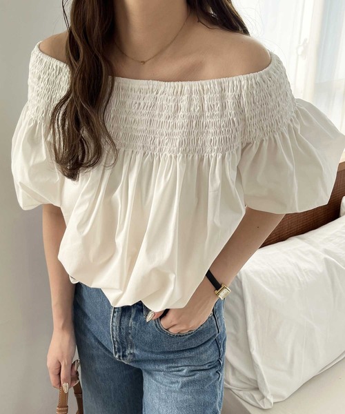 nelliy.（ネルリー）の「オフショルドロストシャーリングシャツブラウス（シャツ/ブラウス・レディース・オフホワイト/ブラック・LARGE/MEDIUM）」の11枚目の写真