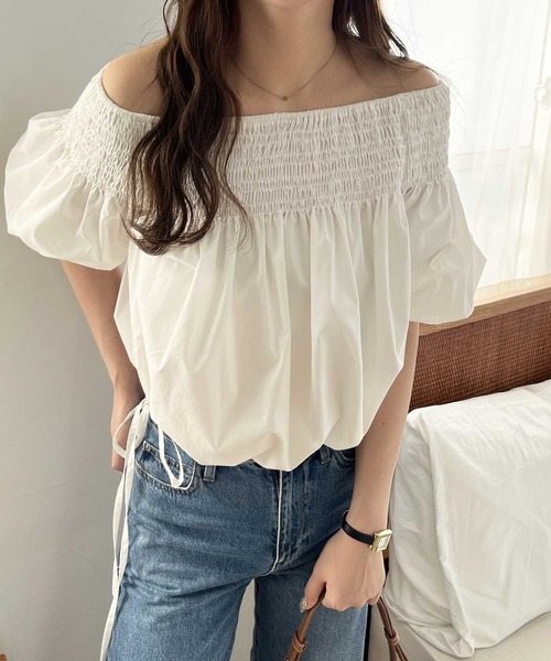 nelliy.（ネルリー）の「オフショルドロストシャーリングシャツブラウス（シャツ/ブラウス・レディース・オフホワイト/ブラック・LARGE/MEDIUM）」の6枚目の写真