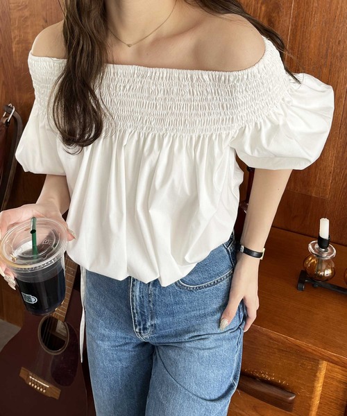 nelliy.（ネルリー）の「オフショルドロストシャーリングシャツブラウス（シャツ/ブラウス・レディース・オフホワイト/ブラック・LARGE/MEDIUM）」の13枚目の写真