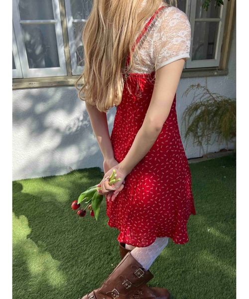 PHILLY(フィリー)の「【PHILLY】リトルフラワーキャミワンピース(ワンピース・レディース・レッド/ブラック/アイボリー・FREE)」の12枚目の写真