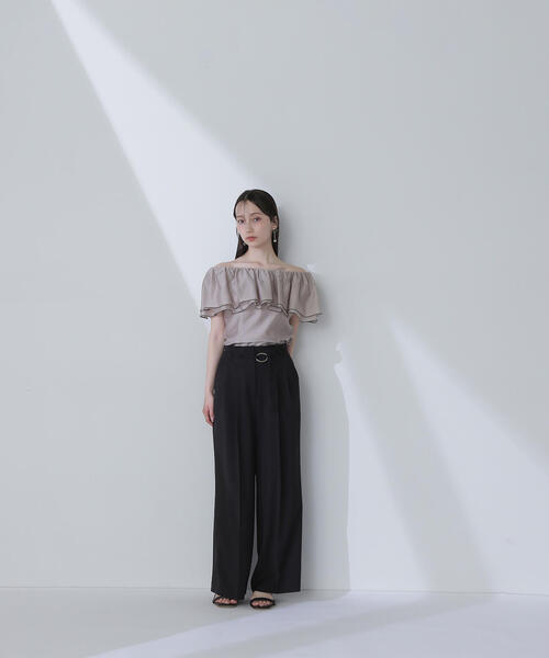 NATURAL BEAUTY BASIC(ナチュラルビューティーベーシック)の「◇ダブルベルトワイドパンツ(その他パンツ・レディース・ベージュ/ブラック/ブルー・SMALL/MEDIUM/P/S)」の5枚目の写真