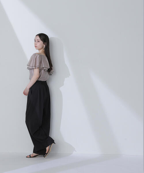 NATURAL BEAUTY BASIC(ナチュラルビューティーベーシック)の「◇ダブルベルトワイドパンツ(その他パンツ・レディース・ベージュ/ブラック/ブルー・SMALL/MEDIUM/P/S)」の6枚目の写真