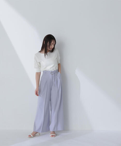 NATURAL BEAUTY BASIC(ナチュラルビューティーベーシック)の「◇ダブルベルトワイドパンツ(その他パンツ・レディース・ベージュ/ブラック/ブルー・SMALL/MEDIUM/P/S)」の3枚目の写真