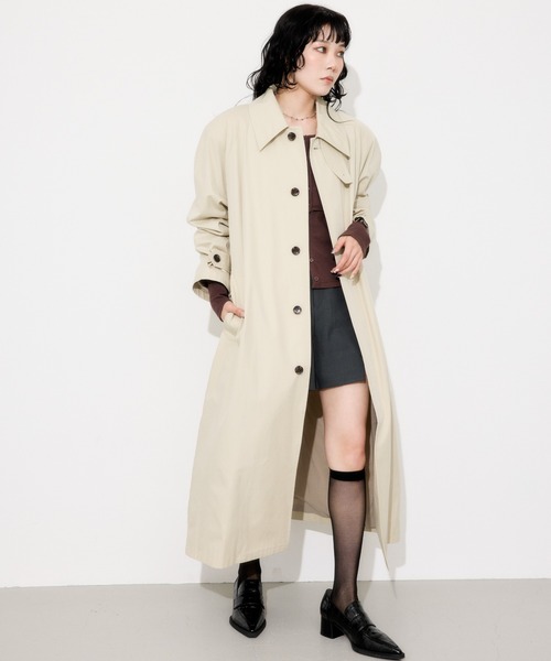 THROW by SLY（スローバイスライ）の「THROW　DOLMAN SOUTIEN COLLAR COAT ドルマン ステンカラー コート（ステンカラーコート・レディース・ライトベージュ/ベージュ・FREE）」の18枚目の写真