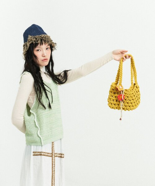 ear PAPILLONNER（イアパピヨネ）の「【MISU A BARBE(ミスアバルブ）】MELTED HAT/ハット（ハット・レディース・ネイビー/オレンジ・FREE）」の12枚目の写真