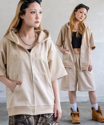 SIDEWAY STANCE（サイドウェイスタンス）の「【SIDEWAY STANCE】スエードポンチ 半袖ジップパーカー（パーカー）」