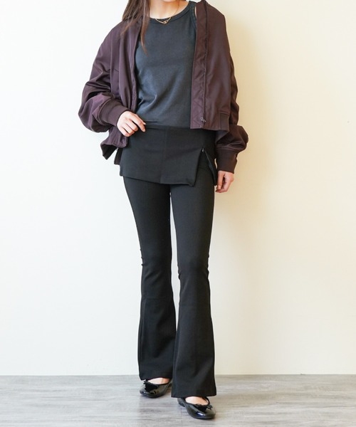 gossip！ロサンゼルス（ゴシップロサンゼルス）の「ミニスカートレイヤリング フレアパンツ（その他パンツ・レディース・ブラック/ブラウン・M/S）」の2枚目の写真