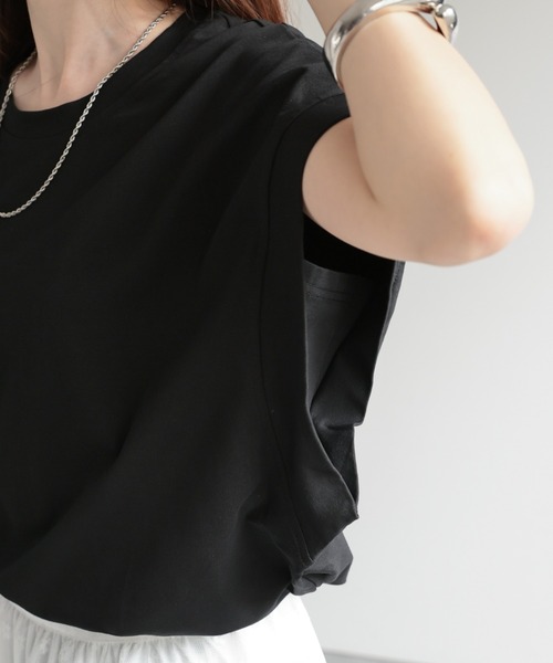 CREARE -LINO-(クレアーレリノ)の「〈レディース商品〉ゆるシルエットフレンチスリーブTシャツ/トップス(Tシャツ/カットソー・レディース・ベージュ/ブラック/ホワイト/グレー・FREE)」の20枚目の写真