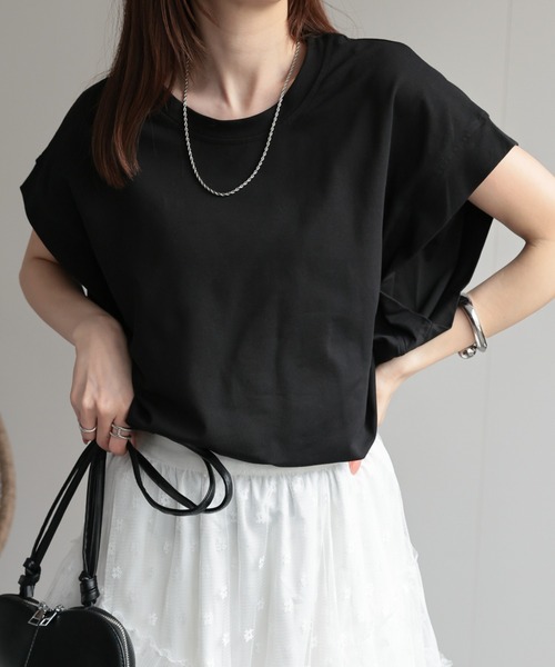 CREARE -LINO-(クレアーレリノ)の「〈レディース商品〉ゆるシルエットフレンチスリーブTシャツ/トップス(Tシャツ/カットソー・レディース・ベージュ/ブラック/ホワイト/グレー・FREE)」の17枚目の写真
