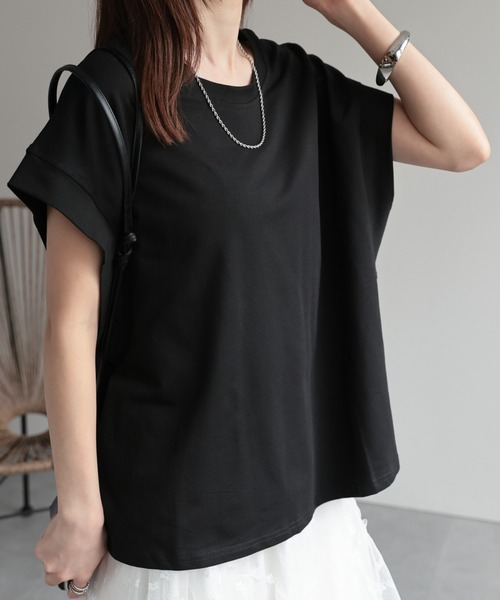 CREARE -LINO-(クレアーレリノ)の「〈レディース商品〉ゆるシルエットフレンチスリーブTシャツ/トップス(Tシャツ/カットソー・レディース・ベージュ/ブラック/ホワイト/グレー・FREE)」の18枚目の写真