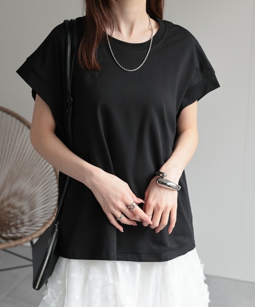 セール】〈レディース商品〉ゆるシルエットフレンチスリーブT