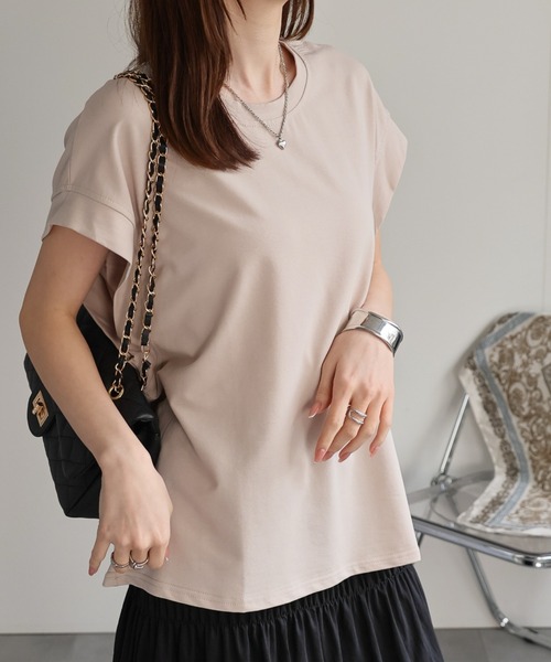 CREARE -LINO-(クレアーレリノ)の「〈レディース商品〉ゆるシルエットフレンチスリーブTシャツ/トップス(Tシャツ/カットソー・レディース・ベージュ/ブラック/ホワイト/グレー・FREE)」の10枚目の写真