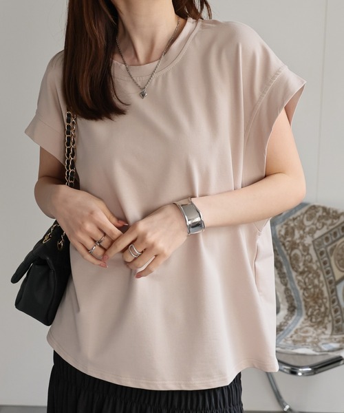 CREARE -LINO-(クレアーレリノ)の「〈レディース商品〉ゆるシルエットフレンチスリーブTシャツ/トップス(Tシャツ/カットソー・レディース・ベージュ/ブラック/ホワイト/グレー・FREE)」の8枚目の写真