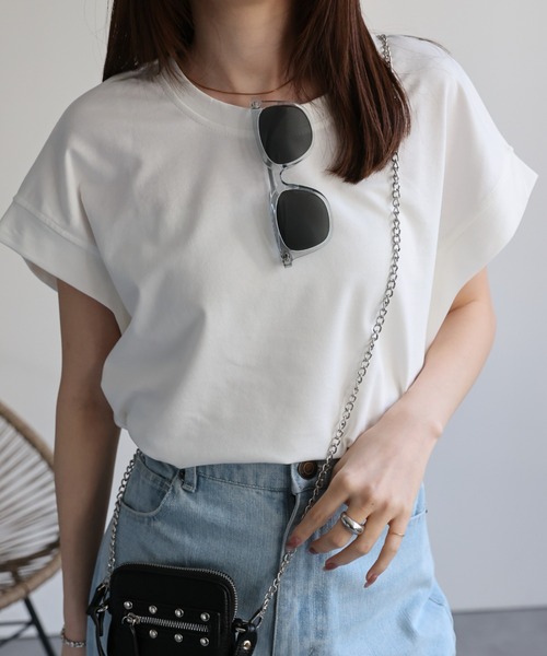 CREARE -LINO-(クレアーレリノ)の「〈レディース商品〉ゆるシルエットフレンチスリーブTシャツ/トップス(Tシャツ/カットソー・レディース・ベージュ/ブラック/ホワイト/グレー・FREE)」の15枚目の写真