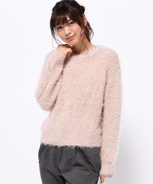 Another Edition(アナザーエディション)の「フェザーヤーンクルーネックプルオーバー/AEFC N/フェザー C/N PO(ニット/セーター・レディース・ベージュ/ネイビー/ライトグレー・フリー)」の4枚目の写真