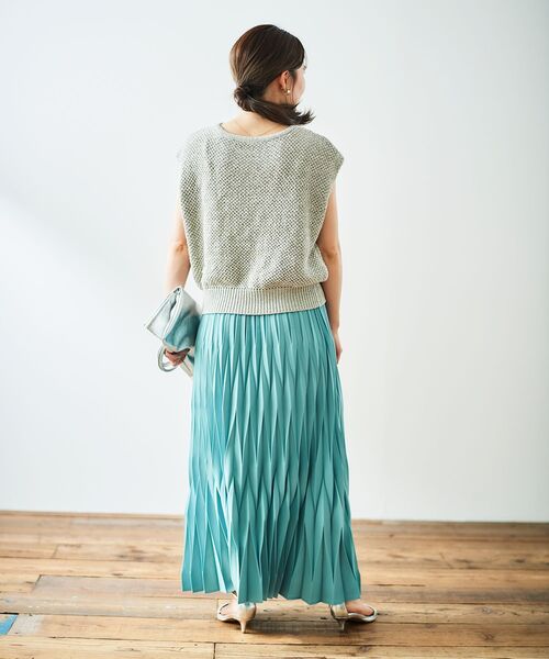 le.coeur blanc（ルクールブラン）の「デシン変形プリーツスカート（スカート・レディース・ミント/ベージュ系その他・38）」の17枚目の写真