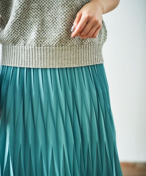 le.coeur blanc（ルクールブラン）の「デシン変形プリーツスカート（スカート・レディース・ミント/ベージュ系その他・38）」の10枚目の写真