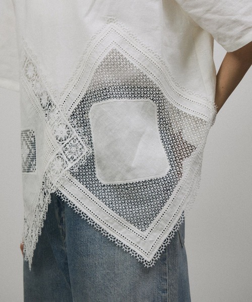 SALON adam et rope'（サロン アダム エ ロペ）の「ヘムクロスレースハーフスリーブプルオーバー（Tシャツ/カットソー・レディース・ブラック/ホワイト・FREE）」の21枚目の写真