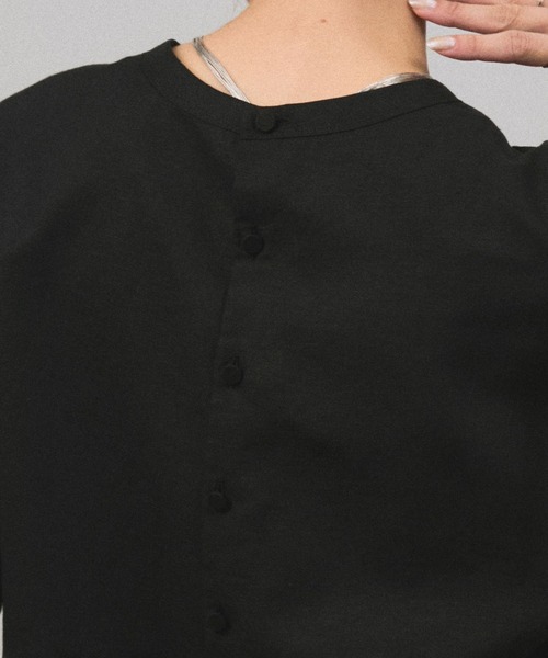 SALON adam et rope'（サロン アダム エ ロペ）の「ヘムクロスレースハーフスリーブプルオーバー（Tシャツ/カットソー・レディース・ブラック/ホワイト・FREE）」の9枚目の写真