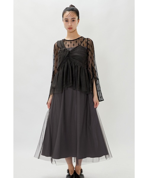 ❤️肩リボン❤️ベロアワンピース 結婚式 二次会 パーティドレス お祝い ANDRESD】drape velour dress ベロア ドレス パーティードレス