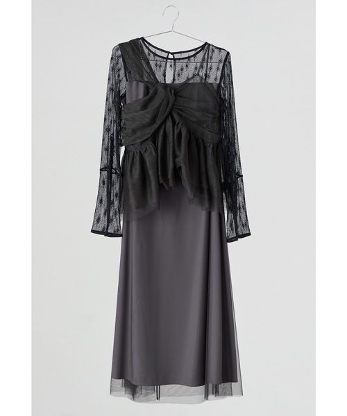 セール】リボンベストセットアップドレス 2点セット チュール ビスチェ