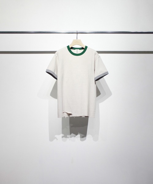 soe(ソーイ)の「Ripped Ringer T Shirts(Tシャツ/カットソー・メンズ・グリーン/ブルー・1/2)」の2枚目の写真