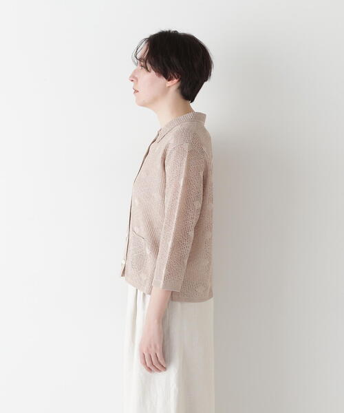 セール】◇【ウォッシャブル】ラメメッシュオープンカラーカーディガン