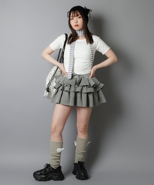 セール】ティアードミニスカート/プリーツ/インナーパンツ付き