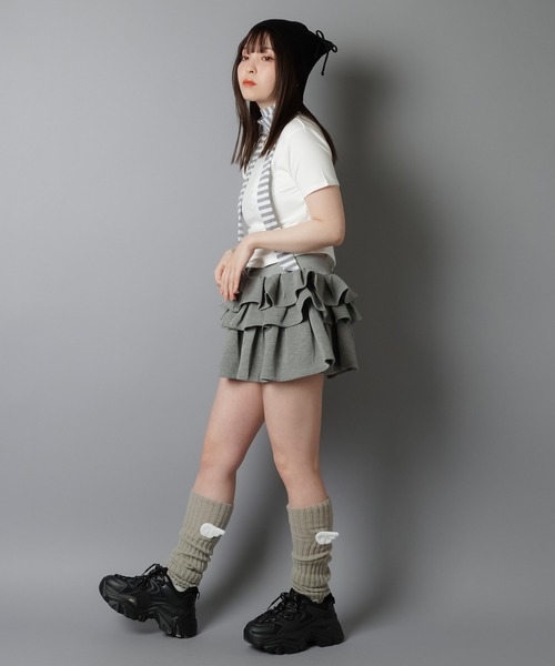 DECEMBERMAY スカート　インナーパンツ付き　グレー系 ツイードミニスカート（インナーパンツ付き） グレー