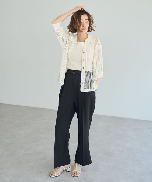 YECCA VECCA（イェッカヴェッカ）の「2wayスクエアノースリーブニット（タンクトップ・レディース・アイボリー/ライトブルー/ダークブラウン/ダークネイビー・FREE）」の7枚目の写真