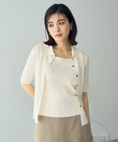 YECCA VECCA（イェッカヴェッカ）の「2wayスクエアノースリーブニット（タンクトップ・レディース・アイボリー/ライトブルー/ダークブラウン/ダークネイビー・FREE）」の8枚目の写真