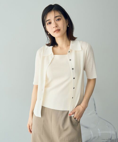 YECCA VECCA（イェッカヴェッカ）の「2wayスクエアノースリーブニット（タンクトップ・レディース・アイボリー/ライトブルー/ダークブラウン/ダークネイビー・FREE）」の9枚目の写真