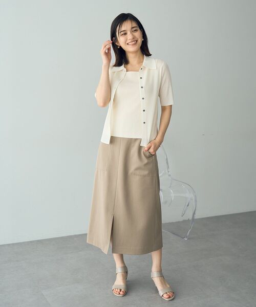 YECCA VECCA（イェッカヴェッカ）の「2wayスクエアノースリーブニット（タンクトップ・レディース・アイボリー/ライトブルー/ダークブラウン/ダークネイビー・FREE）」の10枚目の写真