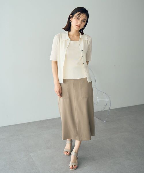 YECCA VECCA（イェッカヴェッカ）の「2wayスクエアノースリーブニット（タンクトップ・レディース・アイボリー/ライトブルー/ダークブラウン/ダークネイビー・FREE）」の11枚目の写真