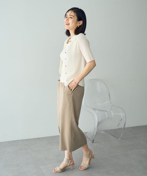 YECCA VECCA（イェッカヴェッカ）の「2wayスクエアノースリーブニット（タンクトップ・レディース・アイボリー/ライトブルー/ダークブラウン/ダークネイビー・FREE）」の12枚目の写真