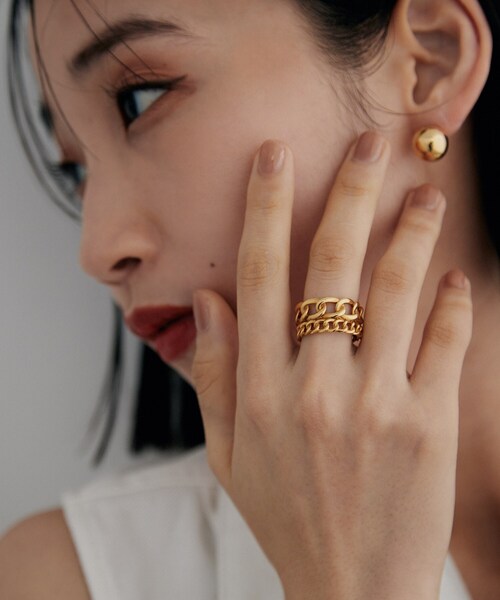 COCOSHNIK ONKITSCH（ココシュニックオンキッチュ）の「シルバー ダブルカーブチェーンモチーフリング GP（リング・レディース・クリア・14/12）」の8枚目の写真