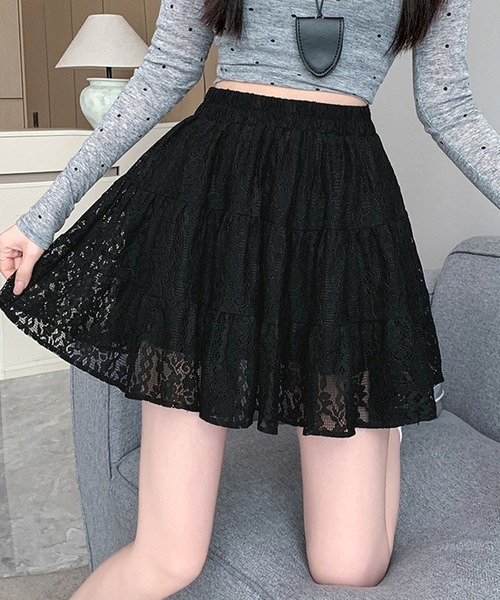 leune(ルネ)の「レースティアードミニスカート(スカート・レディース・ホワイト/ブラック/アイボリー・FREE)」の8枚目の写真