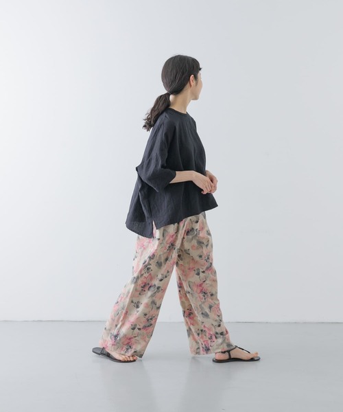 新品タグつき かぐれ リネンクルーネックハーフスリーブ クルーネックプルオーバー カグレ かぐれ リネンクルーネックハーフスリーブ （SMOKESAGE